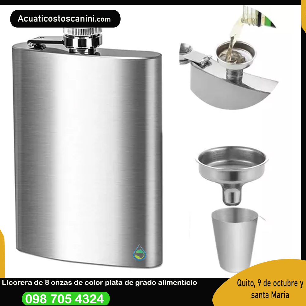  WISKERA ACERO INOXIDABLE 8OZ COLOR PLATA 13.7cm x 9.4cm