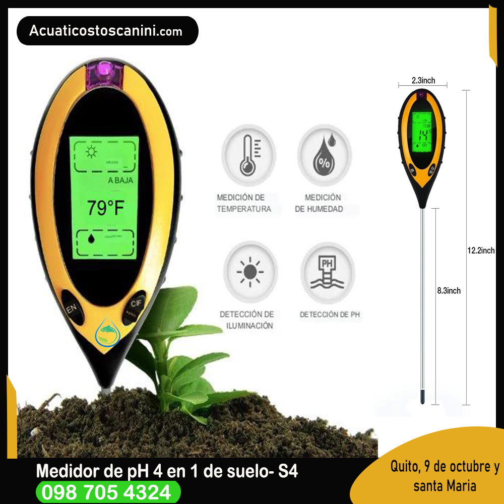 Tester Ph Suelo Digital 4 En 1 Medidor de ph Digital  Humedad luminancia