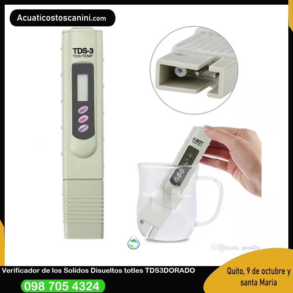 Tester para Solidos Disueltos Totales TDS3 Dorado