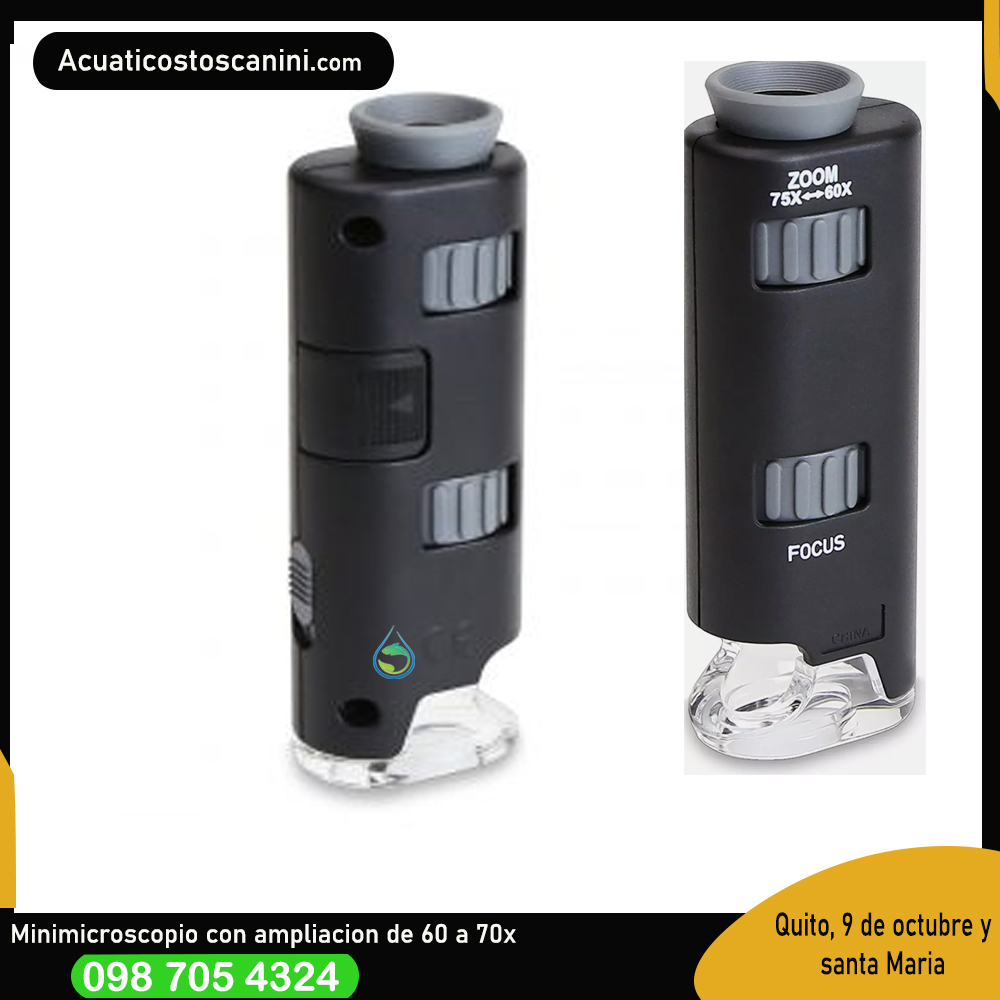 minimicroscopio con amplificacion de  60 a 75x 