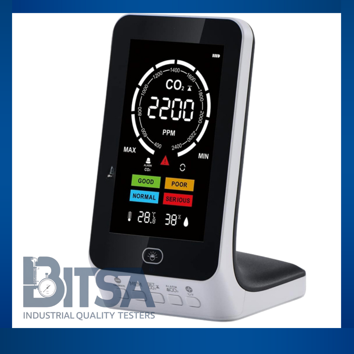 Medidor De Dióxido De Carbono Con Base Monitor CO2 Temperatura Humedad