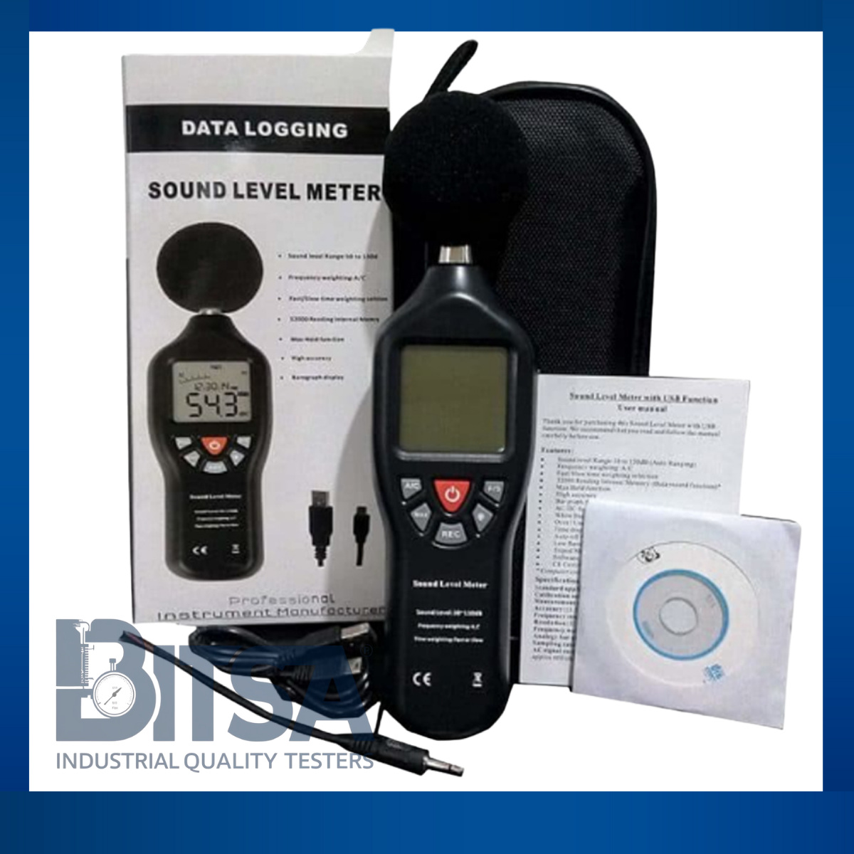 Sonómetro Profesional  Data Logger con registro de 32000 Puntos