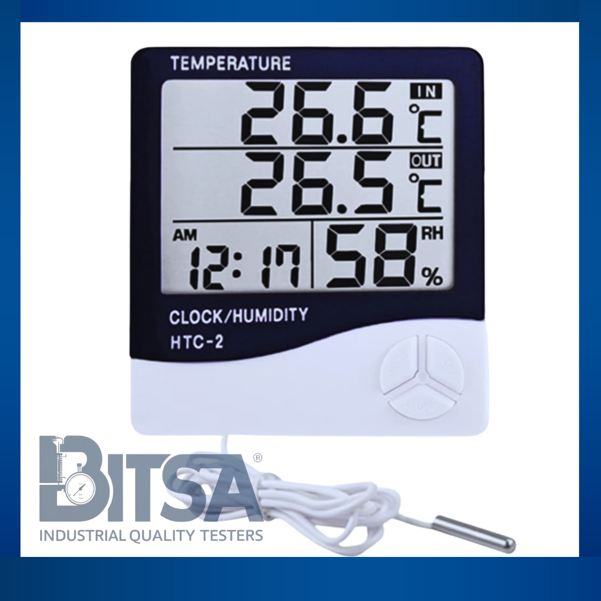 Termohigrómetro HTC2 para interiores exteriores temperatura / humedad 5 en 1 alarma reloj  con sonda