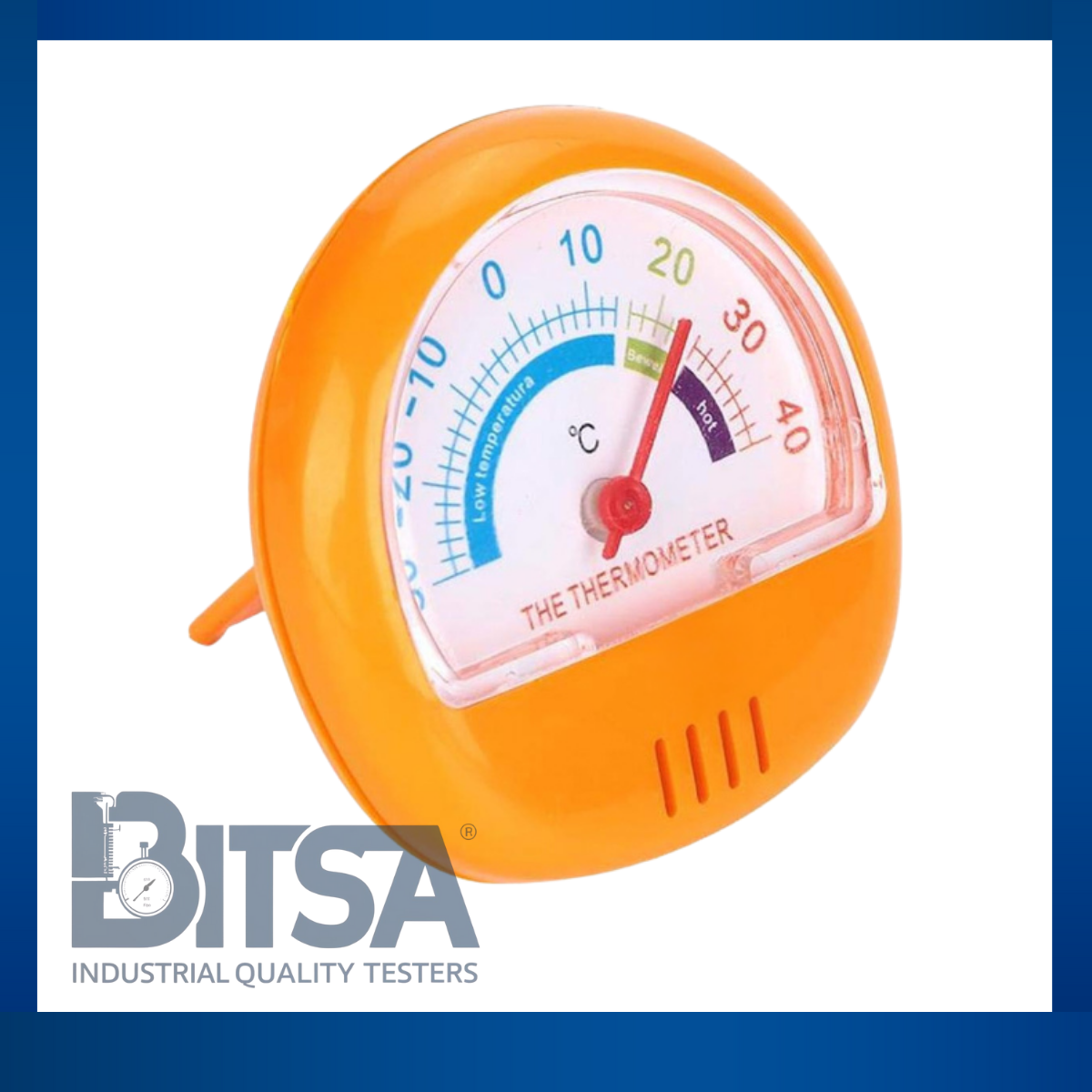 Termómetro analógico abs -30 a 30 grados Celsius Fharenheit orange