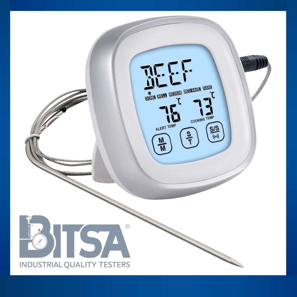 Termómetro Digital Touch Son Sonda  Para Cocina Táctil para 7 tipos de carnes bbq grill