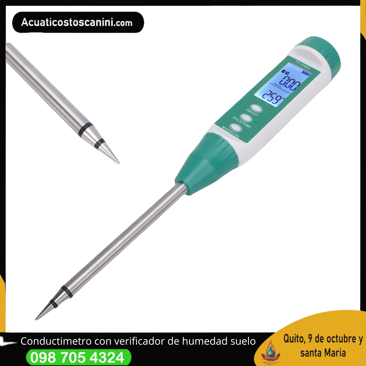 Conductimetro Profesional para suelo con detector de HUmedad en porcentaje
