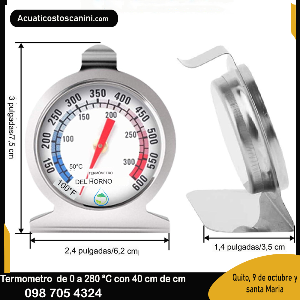 Termómetro Acero Inoxidable Oven para interiores de hornos 0-350 grados Celsius Fharenheit