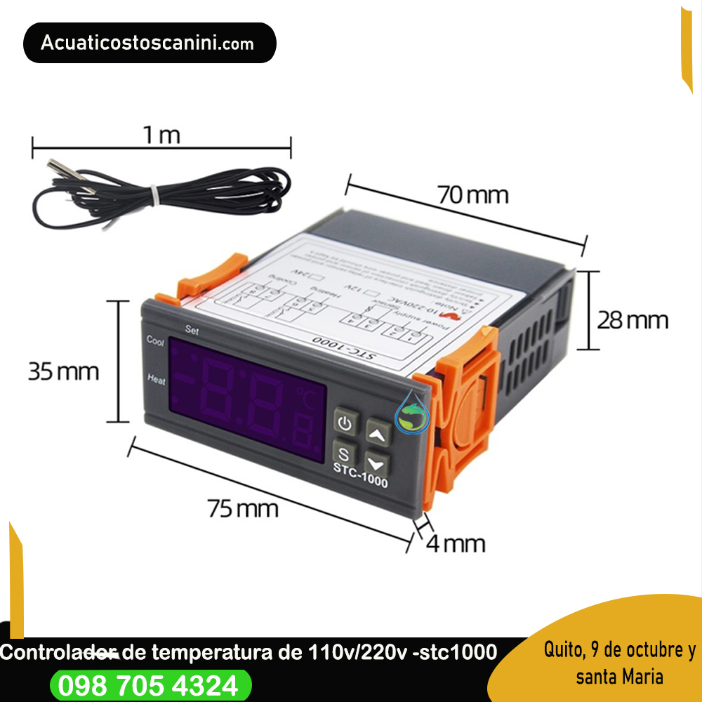 Termostato Stc1000 110/220 V Controlador de Temperatura Acuarios Incubadoras