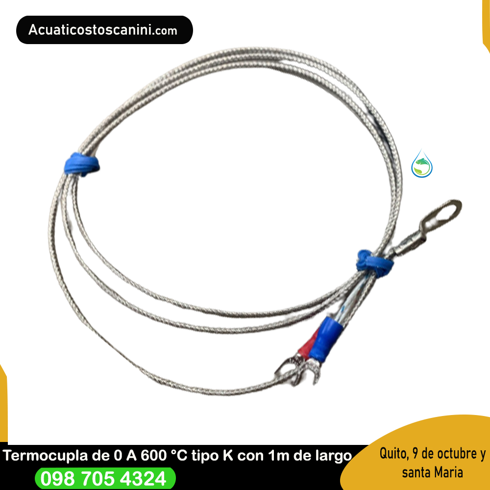 Termocupla Tipo K Sensor 1 M 600 grados Celsius