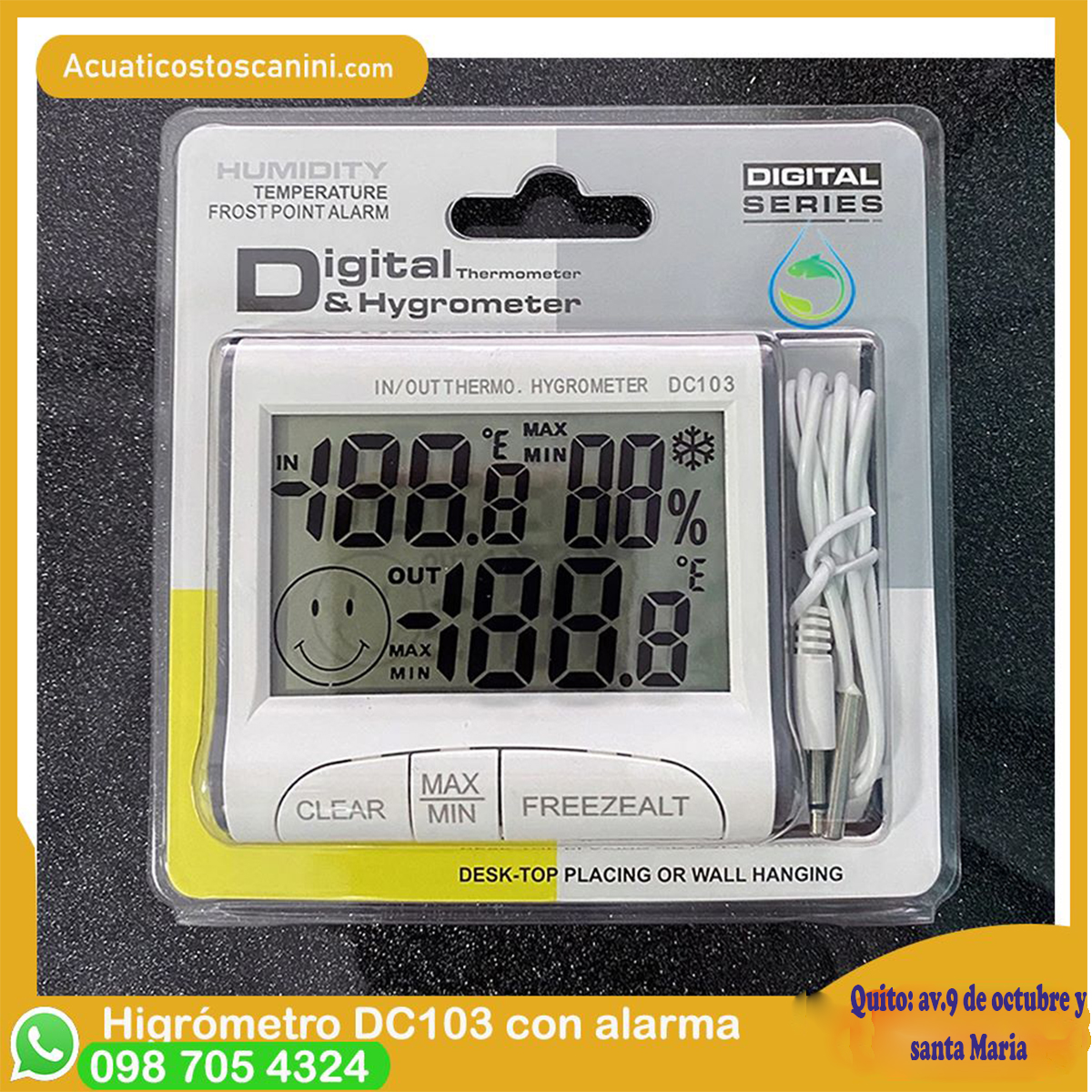 Termohigrómetro Interiores Exteriores Con Sonda & Magneto DC103