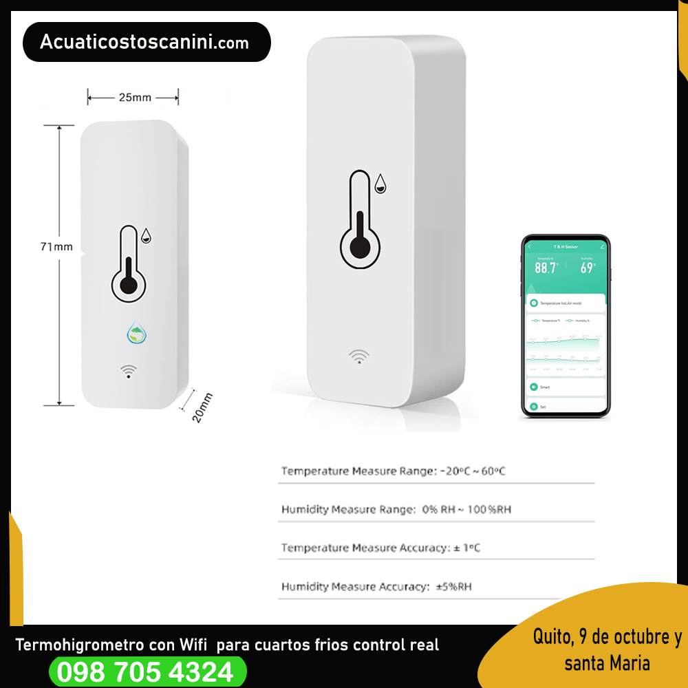 mini Termohigròmetro sensor temperatura y humedad wifi ws
