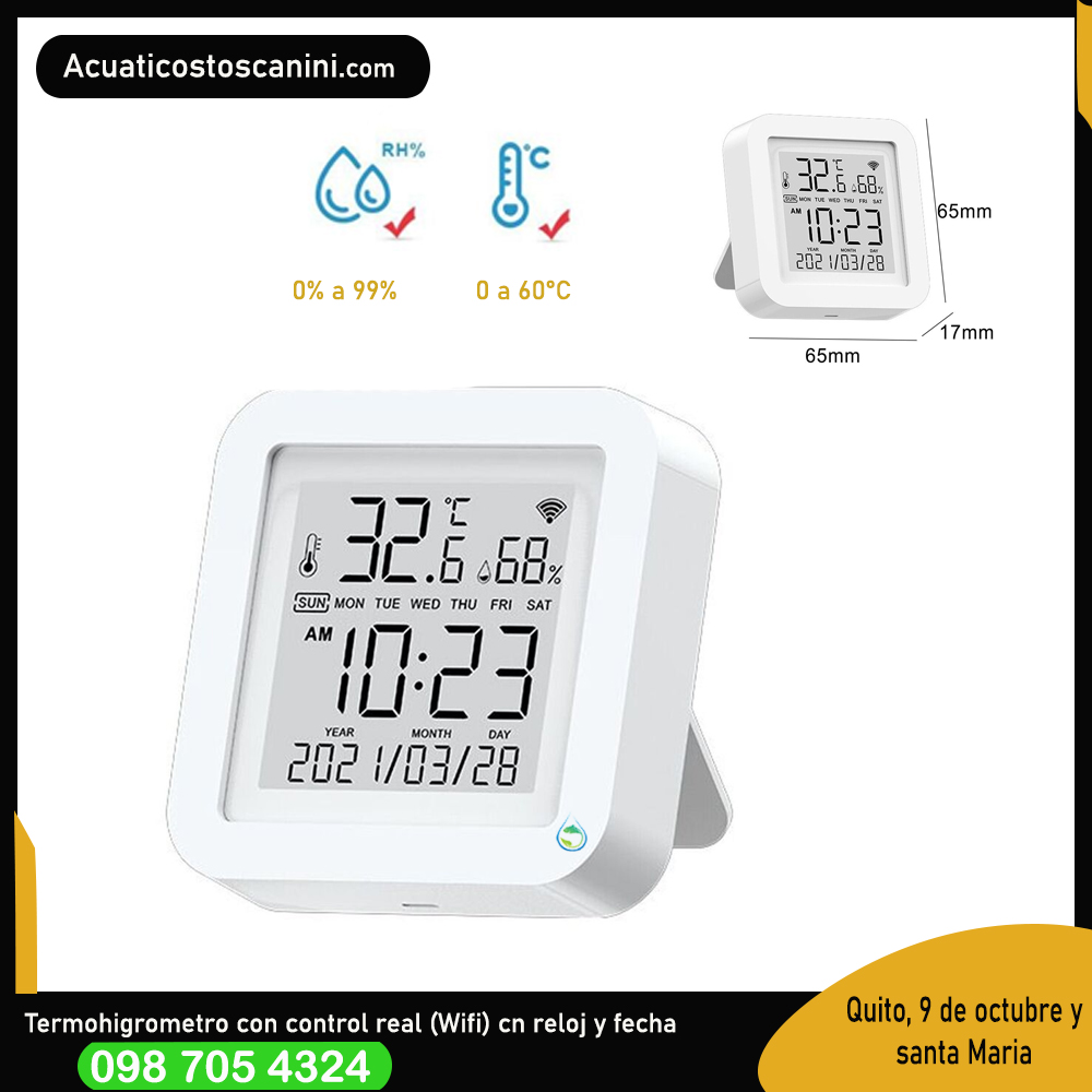 TermohigrÓmetro digital profesional con sensor wifi / alarma temperatura humedad en tiempo real